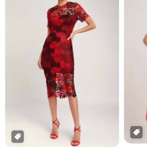 NWT Lulus Red Lace Dress
